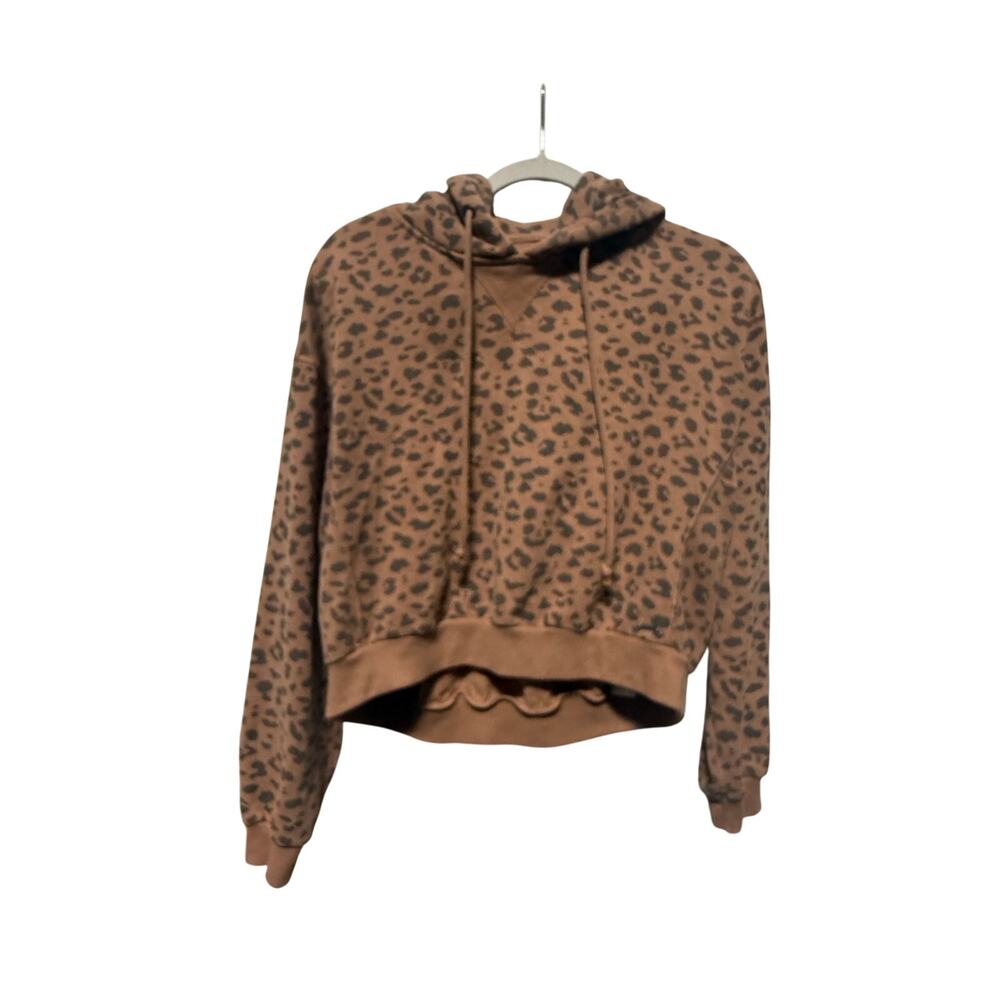 Abercrombie & Fitch Cropped Sweatshirt Women's Small Leopard Print
